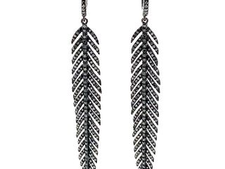 Vardy's Collection Round Black Diamond Drop Earrings in 18K White Gold (1.31tcw)