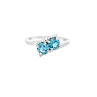 Vardy's Collection Round Blue Topaz Contemporary Fashion Ring in 14K White Gold (2.40ctw)