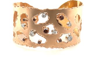 Vardy's Collection Round Chocolate Diamond Custom Bangle Bracelet in 14K Rose Gold (2.49ctw)