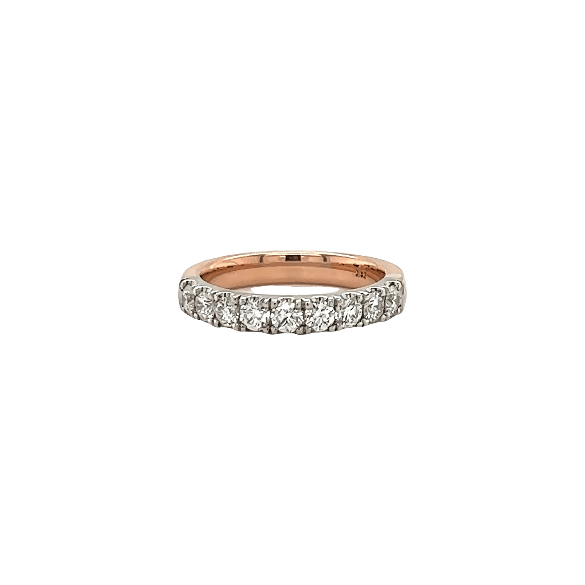 Vardy's Collection Round D Vvs1 Diamond Two - Tone U Set Band in 14K Rose Gold (0.48ct)