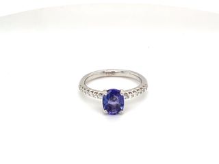 Vardy's Collection Round Diamond and Oval Purple Sapphire Fashion Ring in 14K White Gold (1.90ct)