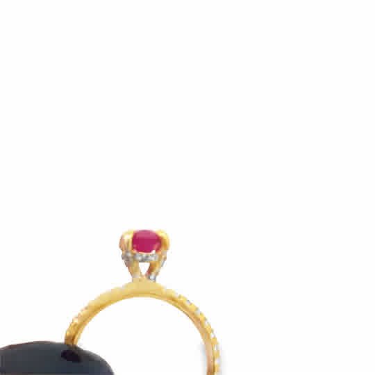 Vardy's Collection Round Diamond and Oval Ruby Halo Fashion Ring in 18K Yellow Gold (1.72ct)