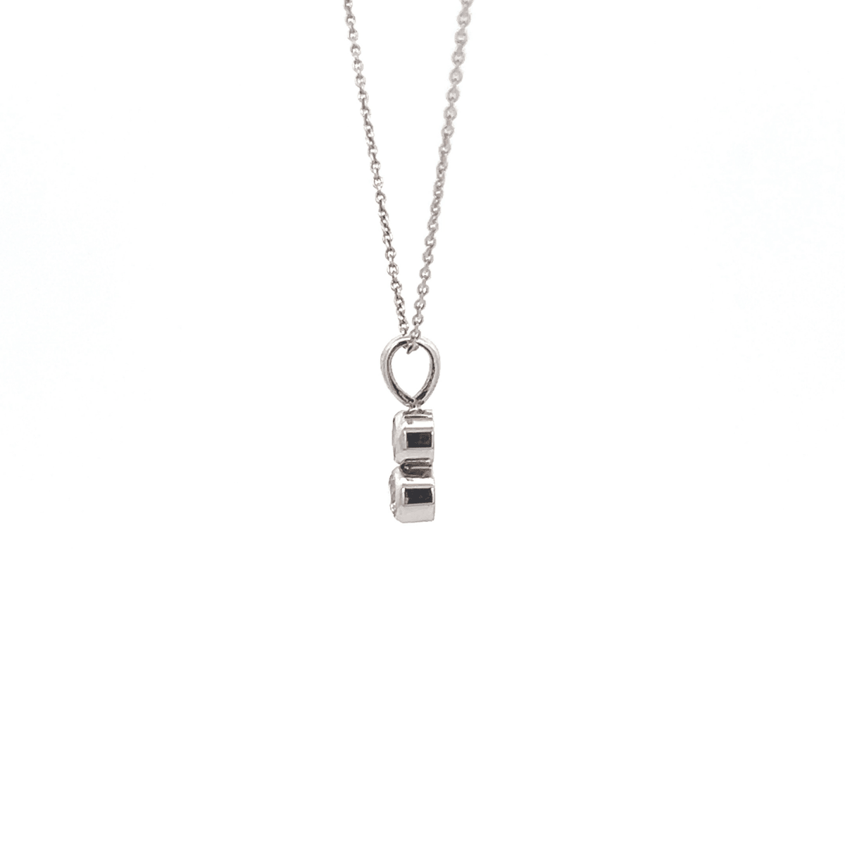 Vardy's Collection Round Diamond and Rectangular Cushion Sapphire Drop Pendant Necklace in 14K White Gold (0.4ct)