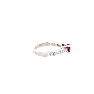 Vardy's Collection Round Diamond and Ruby Fashion Ring in 14K White Gold (1.04tcw)
