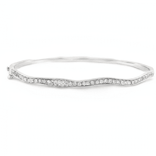 Vardy's Collection Round Diamond Bangle Bracelet in 14K White Gold (0.95ctw)