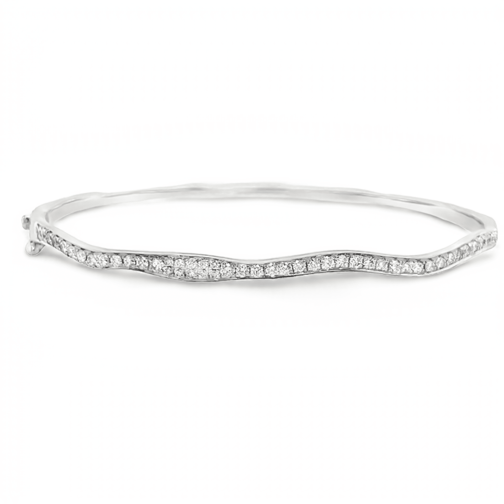 Vardy's Collection Round Diamond Bangle Bracelet in 14K White Gold (0.95ctw)