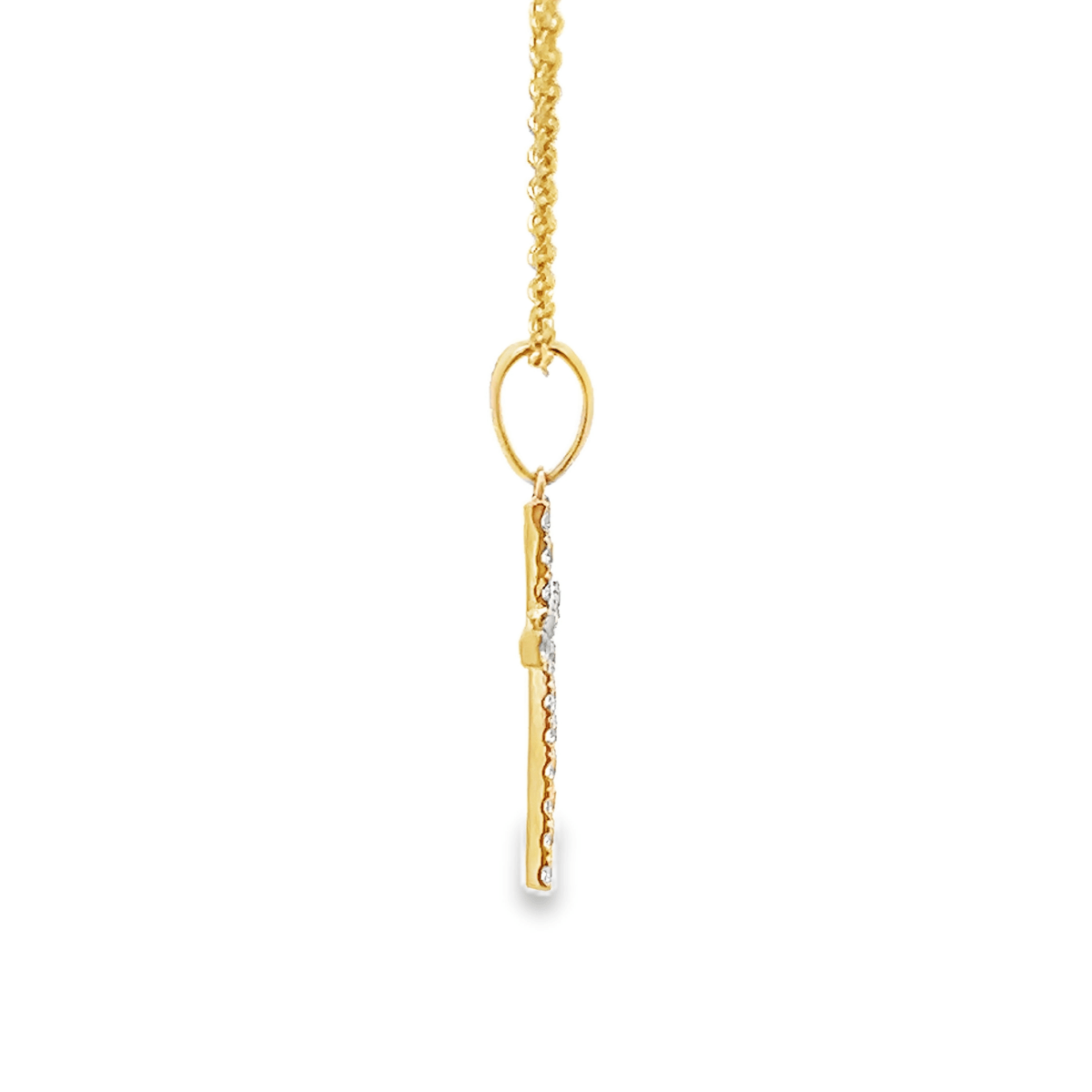 Vardy's Collection Round Diamond Cable Link Cross Pendant in 14K Yellow Gold (0.30ctw)