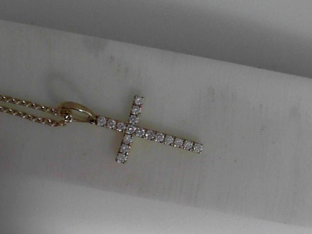 Vardy's Collection Round Diamond Cable Link Cross Pendant in 14K Yellow Gold (0.30ctw)