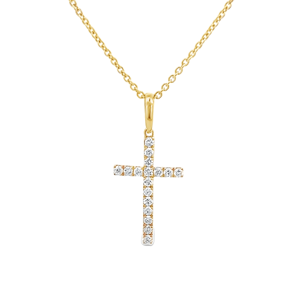 Vardy's Collection Round Diamond Cable Link Cross Pendant in 14K Yellow Gold (0.30ctw)
