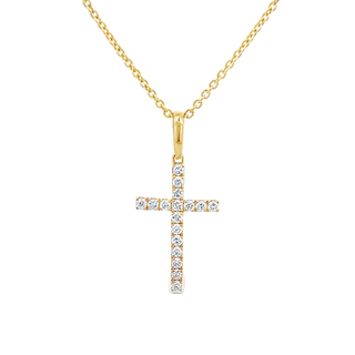 Vardy's Collection Round Diamond Cable Link Cross Pendant in 14K Yellow Gold (0.30ctw)