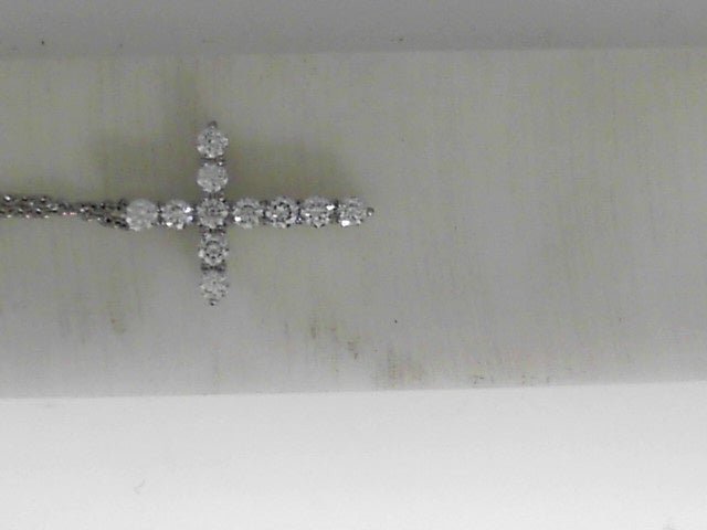 Vardy's Collection Round Diamond Cable Link Cross Pendant Necklace in 14K White Gold (0.50ctw)