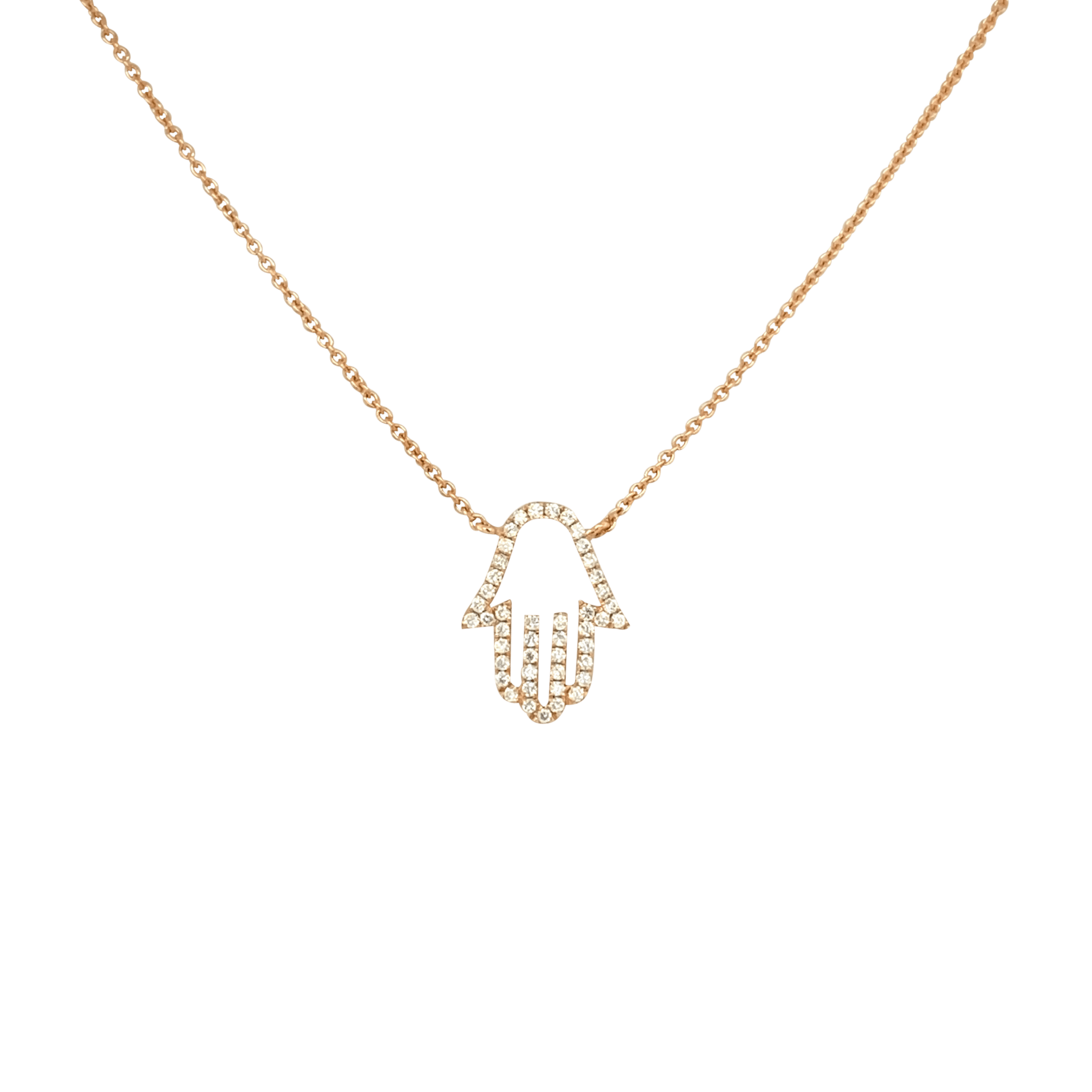Vardy's Collection Round Diamond Chai Pendant Necklace in 14K Rosé Gold (0.23ct)