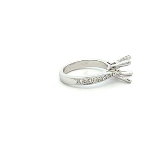 Vardy's Collection Round Diamond Contemporary Semi - Mount Engagement Ring in 14K White Gold (0.25ctw)