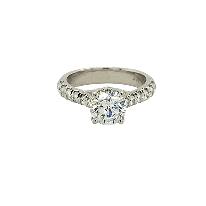 Vardy's Collection Round Diamond Contemporary Semi - Mount Engagement Ring in 14K White Gold (0.57ct)