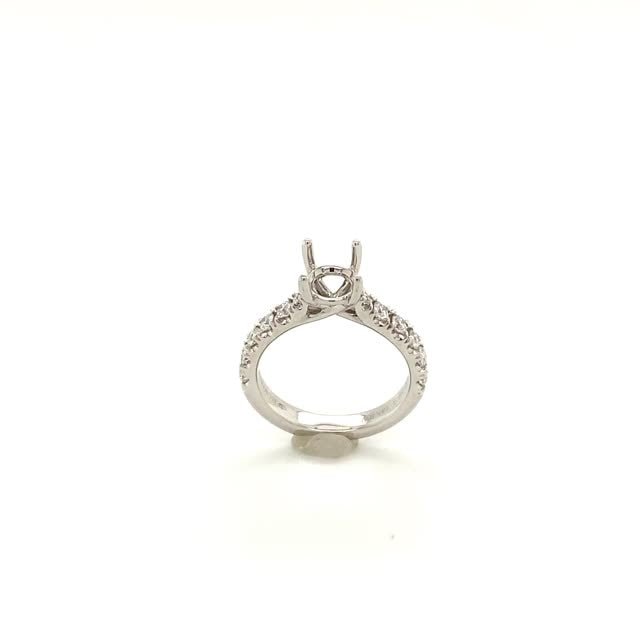 Vardy's Collection Round Diamond Contemporary Semi - Mount Engagement Ring in 18K White Gold (0.50ct)