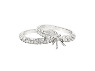 Vardy's Collection Round Diamond Contemporary Wedding Set in 14K White Gold (1.24tcw)