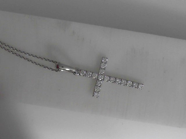 Vardy's Collection Round Diamond Cross Pendant Necklace in 14K White Gold (0.28ctw)