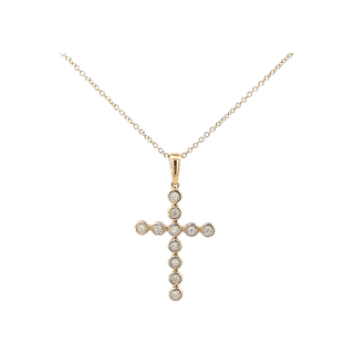 Vardy's Collection Round Diamond Cross Pendant Necklace in 14K Yellow Gold (0.11ct)