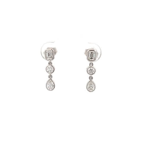 Vardy's Collection Round Diamond Drop Earrings in 14K White Gold (0.86ct)