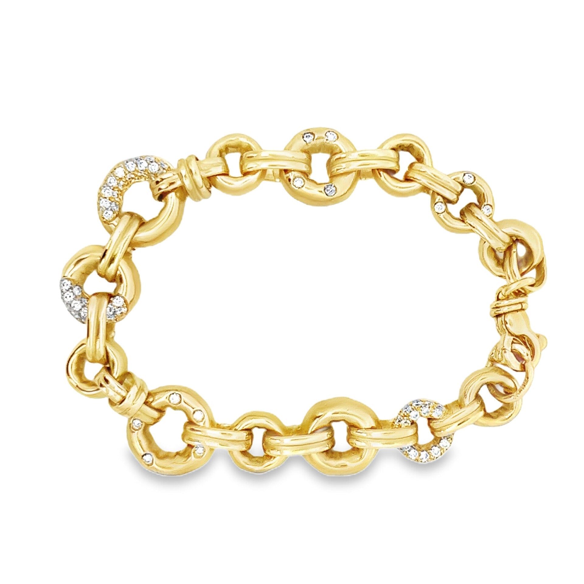 Vardy's Collection Round Diamond Fancy Link Bracelet in 18K Yellow Gold