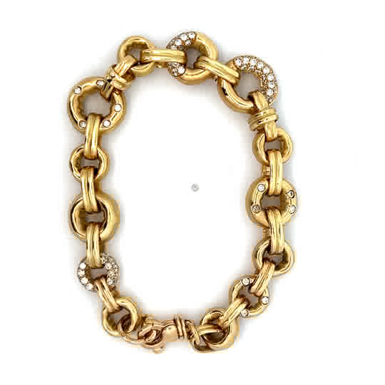 Vardy's Collection Round Diamond Fancy Link Bracelet in 18K Yellow Gold