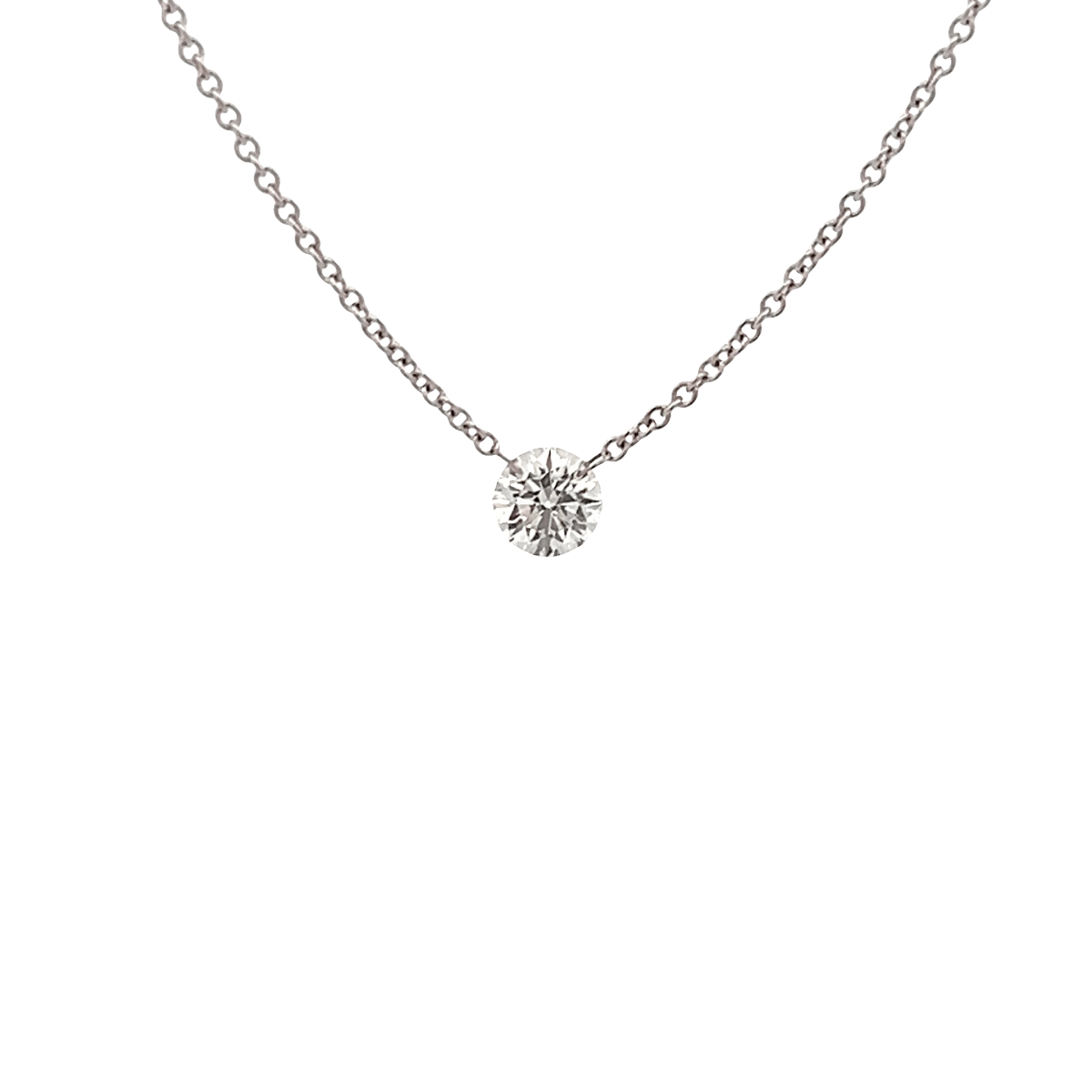 Vardy's Collection Round Diamond Free Form Pendant Necklace in 14K White Gold (0.55ct)