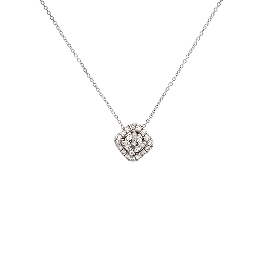 Vardy's Collection Round Diamond Halo Pendant Necklace in 14K White Gold (0.20ctw)