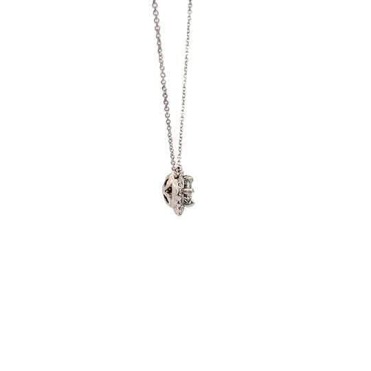 Vardy's Collection Round Diamond Halo Pendant Necklace in 14K White Gold (0.20ctw)