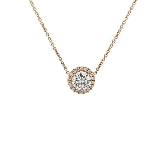 Vardy's Collection Round Diamond Halo Pendant Necklace in 14K Yellow Gold (1.33ctw)