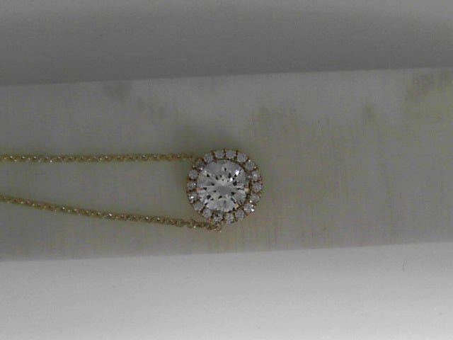 Vardy's Collection Round Diamond Halo Pendant Necklace in 14K Yellow Gold (1.33ctw)