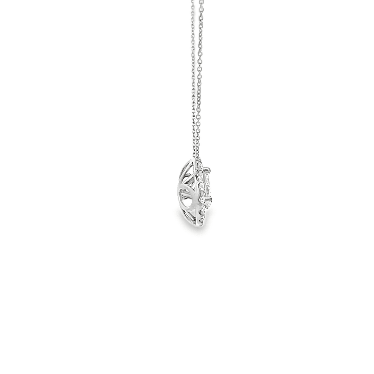 Vardy's Collection Round Diamond Halo Pendant Necklace in 18K White Gold (1.5ct)