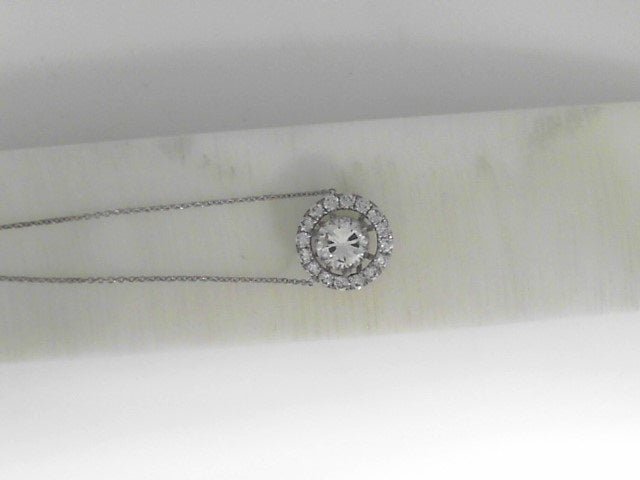 Vardy's Collection Round Diamond Halo Pendant Necklace in 18K White Gold (1.5ct)