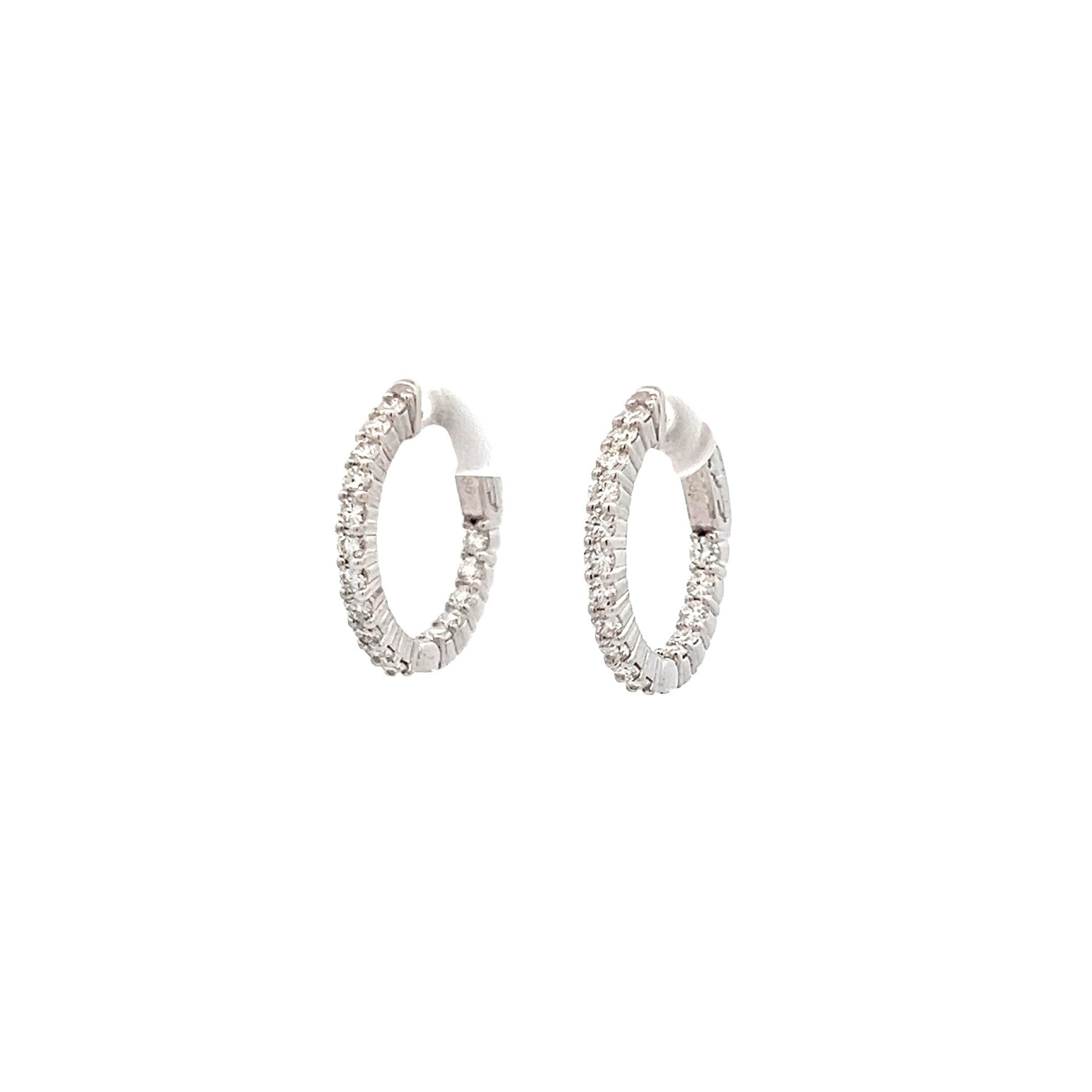 Vardy's Collection Round Diamond Hoop Earrings in 14K White Gold (1.00ct)