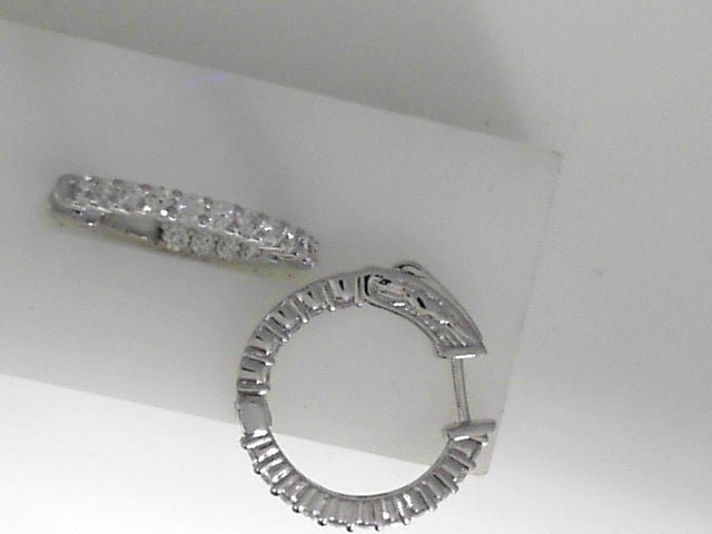 Vardy's Collection Round Diamond Hoop Earrings in 14K White Gold (1.00ct)