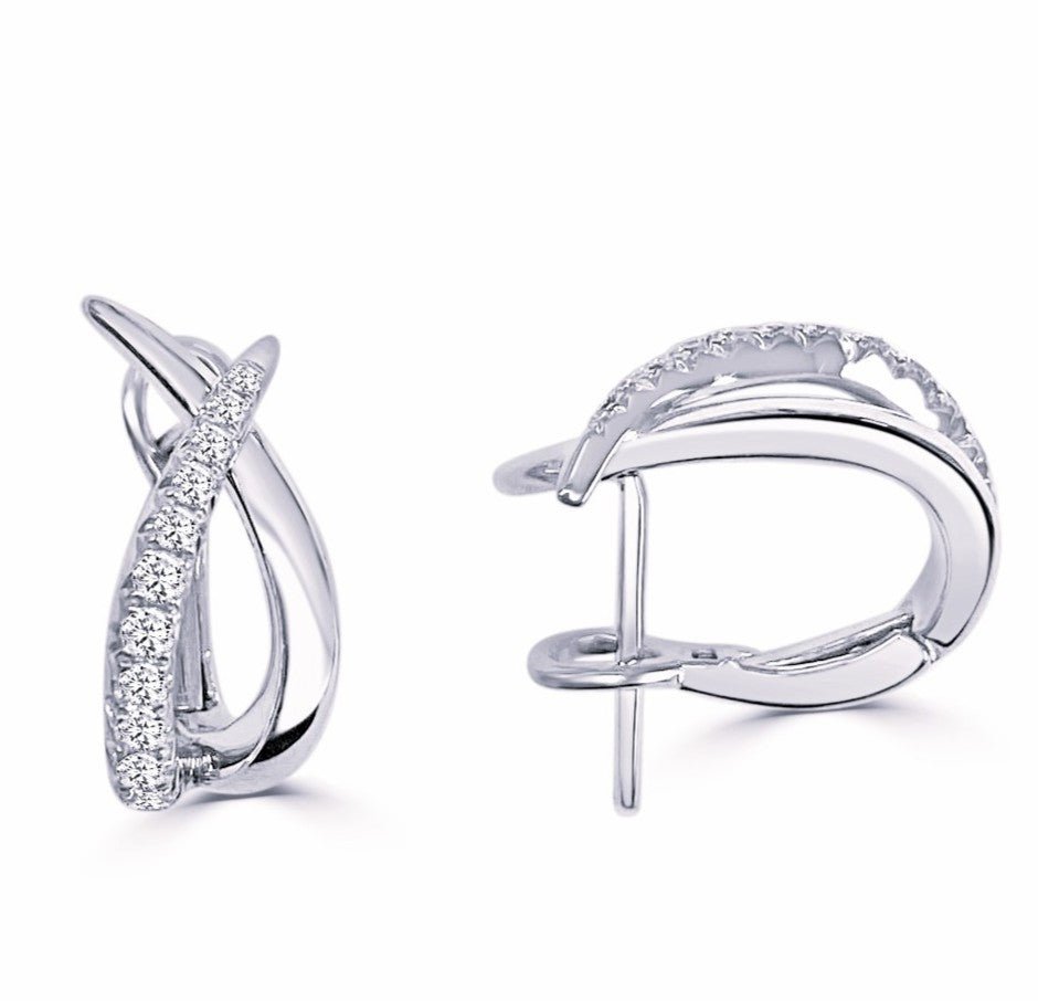 Vardy's Collection Round Diamond Huggie Earrings in 14K White Gold (0.22ct)