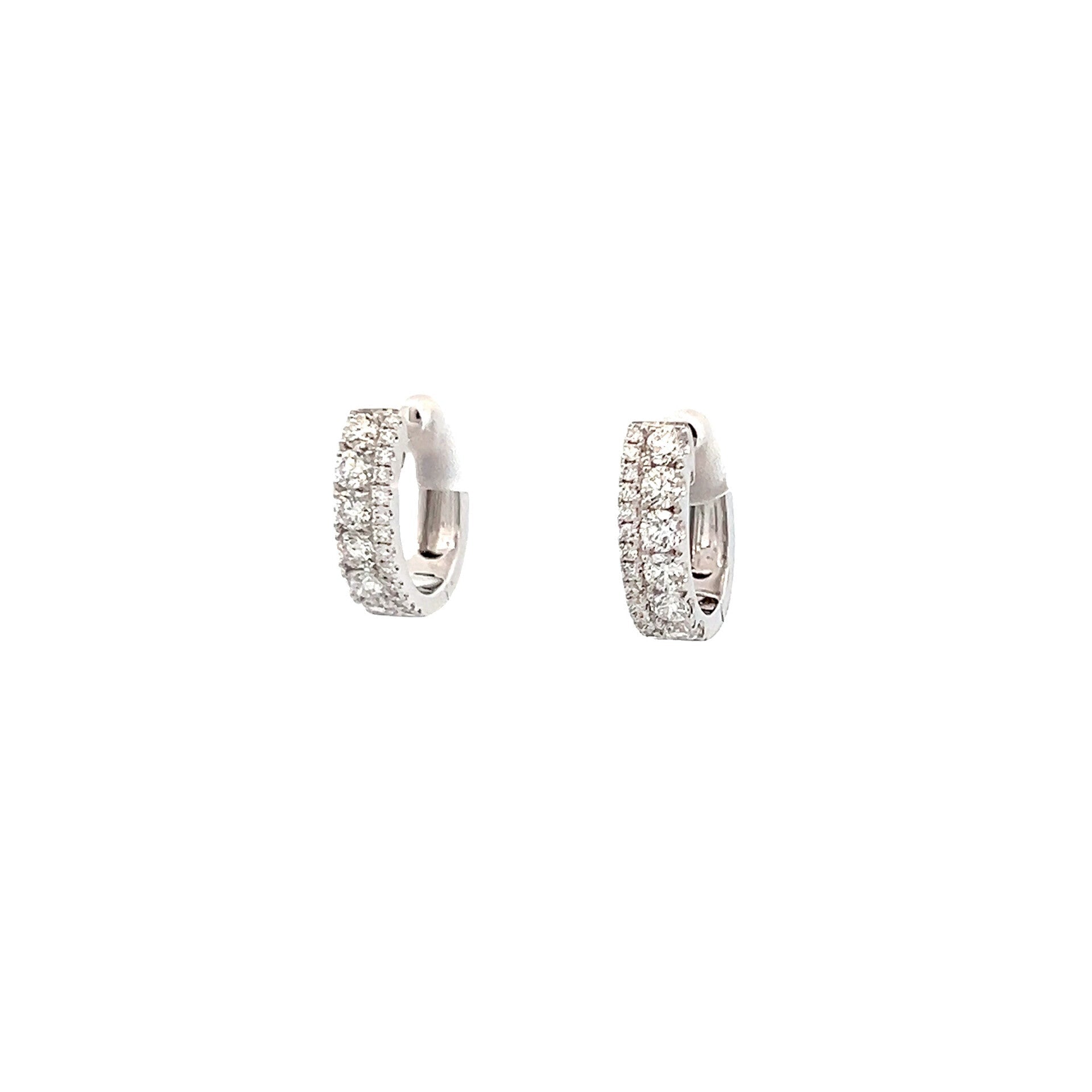 Vardy's Collection Round Diamond Huggie Earrings in 14K White Gold (0.59ct)
