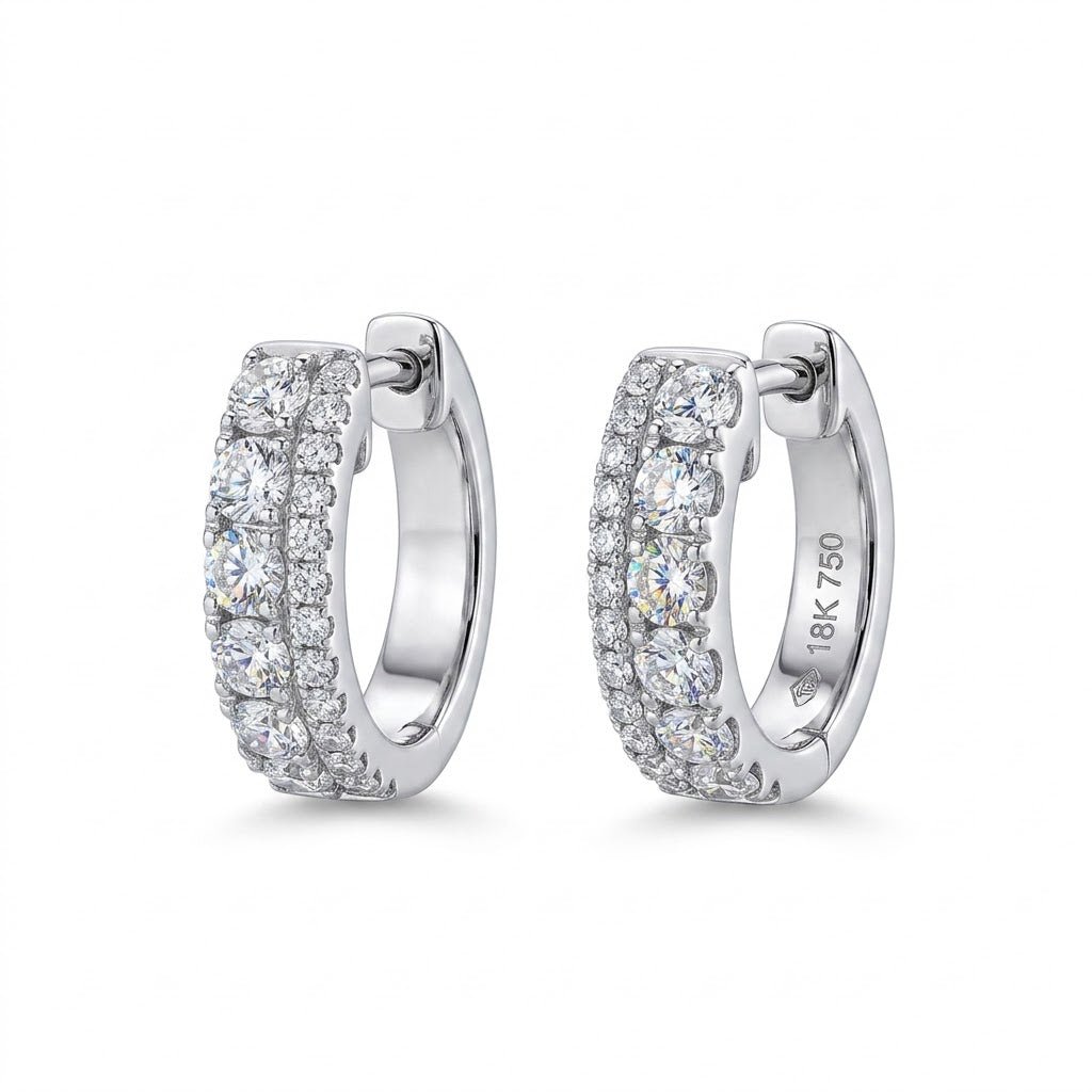 Vardy's Collection Round Diamond Huggie Earrings in 14K White Gold (0.59ct)