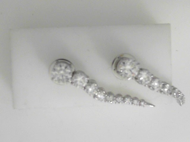 Vardy's Collection Round Diamond Icicle Drop Earrings in 18K White Gold (3.42ct)