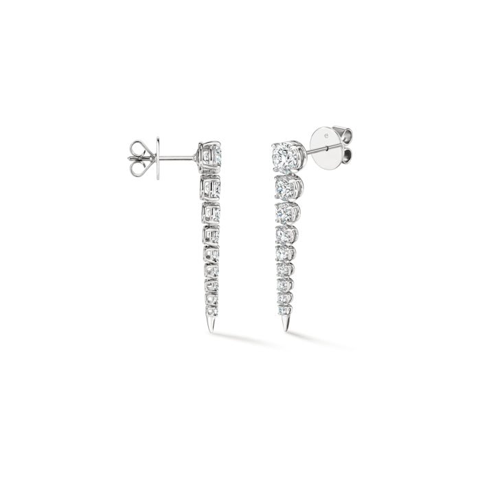 Vardy's Collection Round Diamond Icicle Drop Earrings in 18K White Gold (3.42ct)