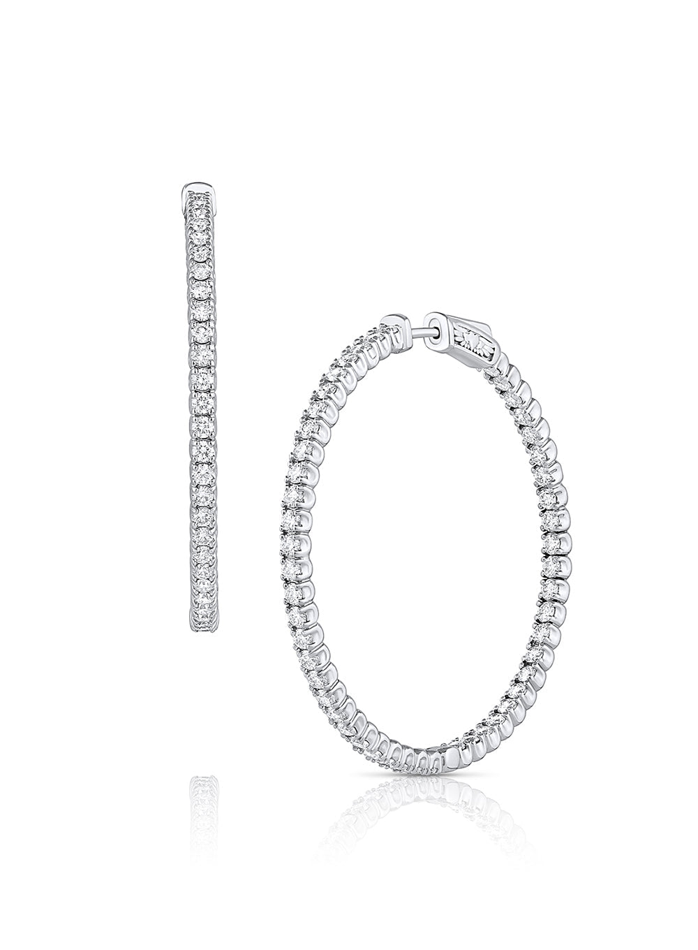 Vardy's Collection Round Diamond Large Hoop Earrings in 14K White Gold (3.10ct)