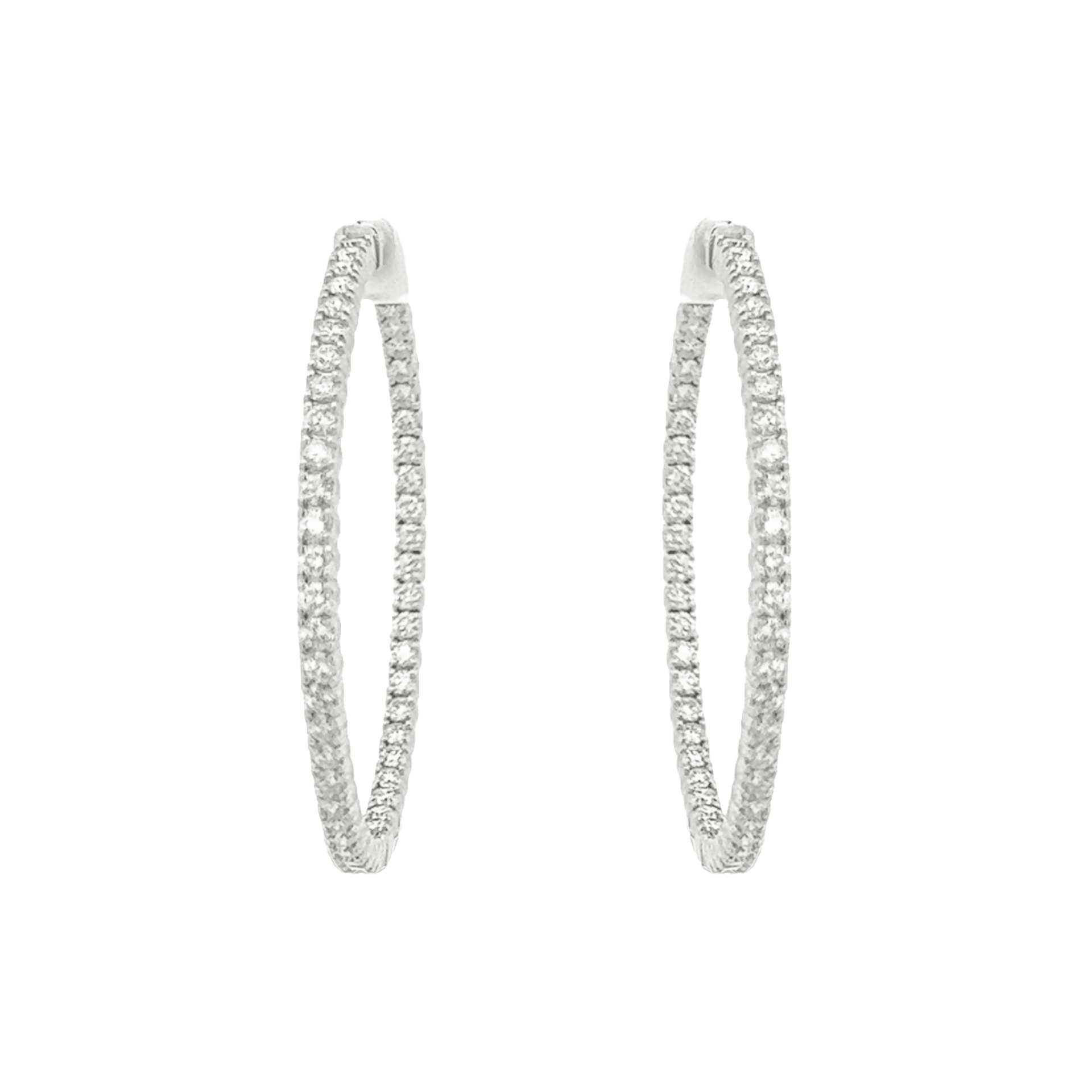 Vardy's Collection Round Diamond Large Hoop Earrings in 14K White Gold (3.10ct)