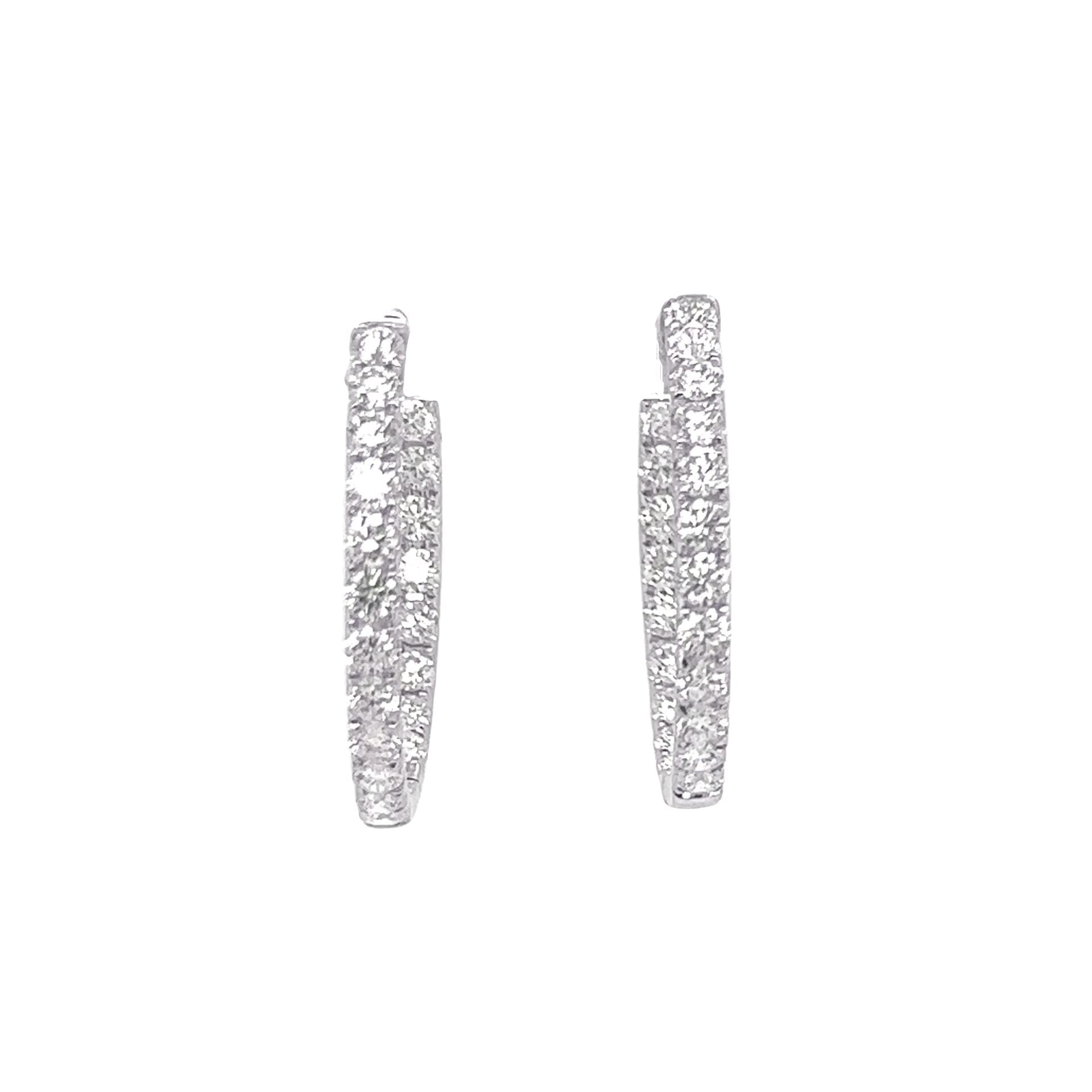 Vardy's Collection Round Diamond Large Hoop Earrings in 14K White Gold (3.7ct)