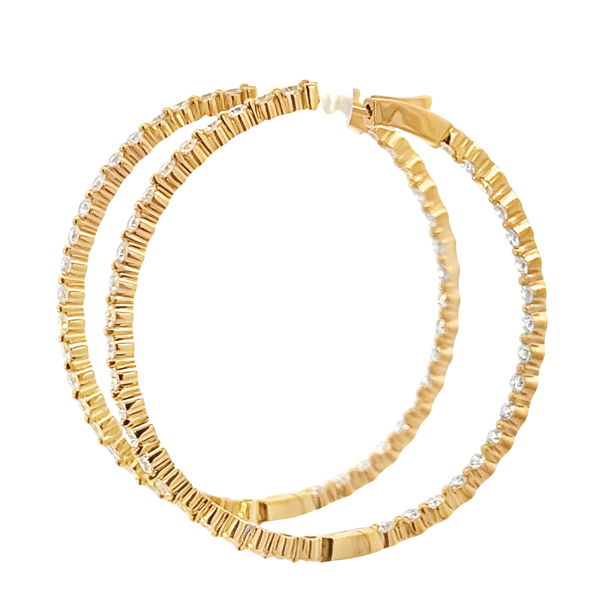 Vardy's Collection Round Diamond Large Hoop Earrings in 14K Yellow Gold (4ct)