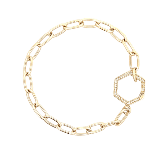 Vardy's Collection Round Diamond Open Link Bracelet in 14K Yellow Gold (0.15ctw)