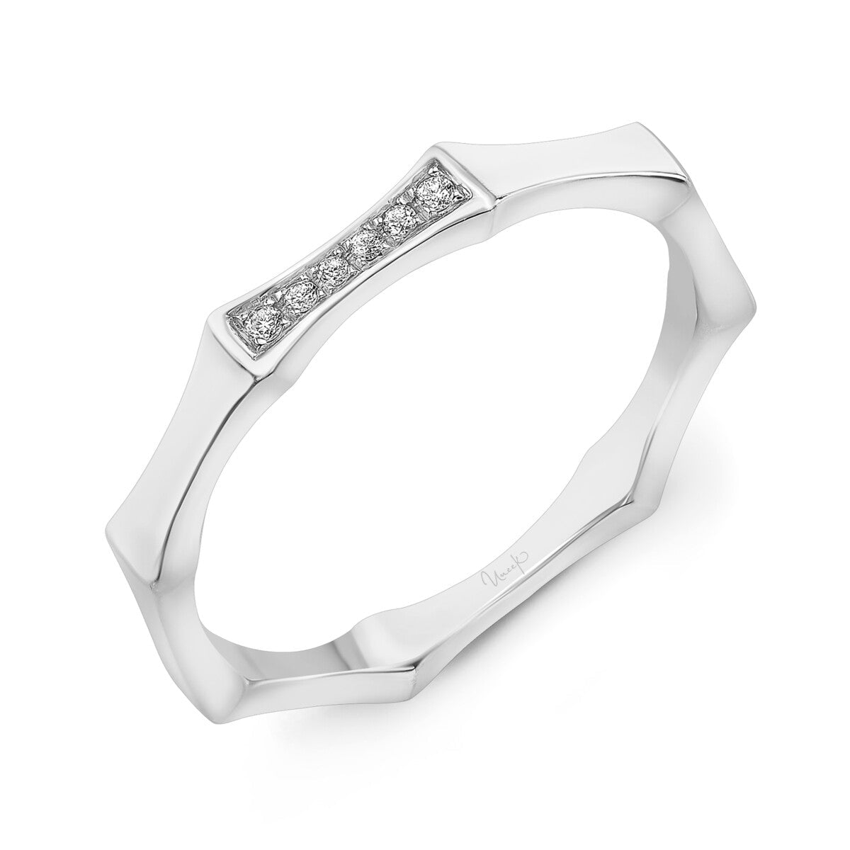 Vardy's Collection Round Diamond Pave Set Wedding Band in 14K White Gold (0.03ctw)