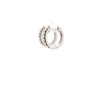 Vardy's Collection Round Diamond Polished White Medium Hoop Earrings in 14K White Gold (0.49ct)