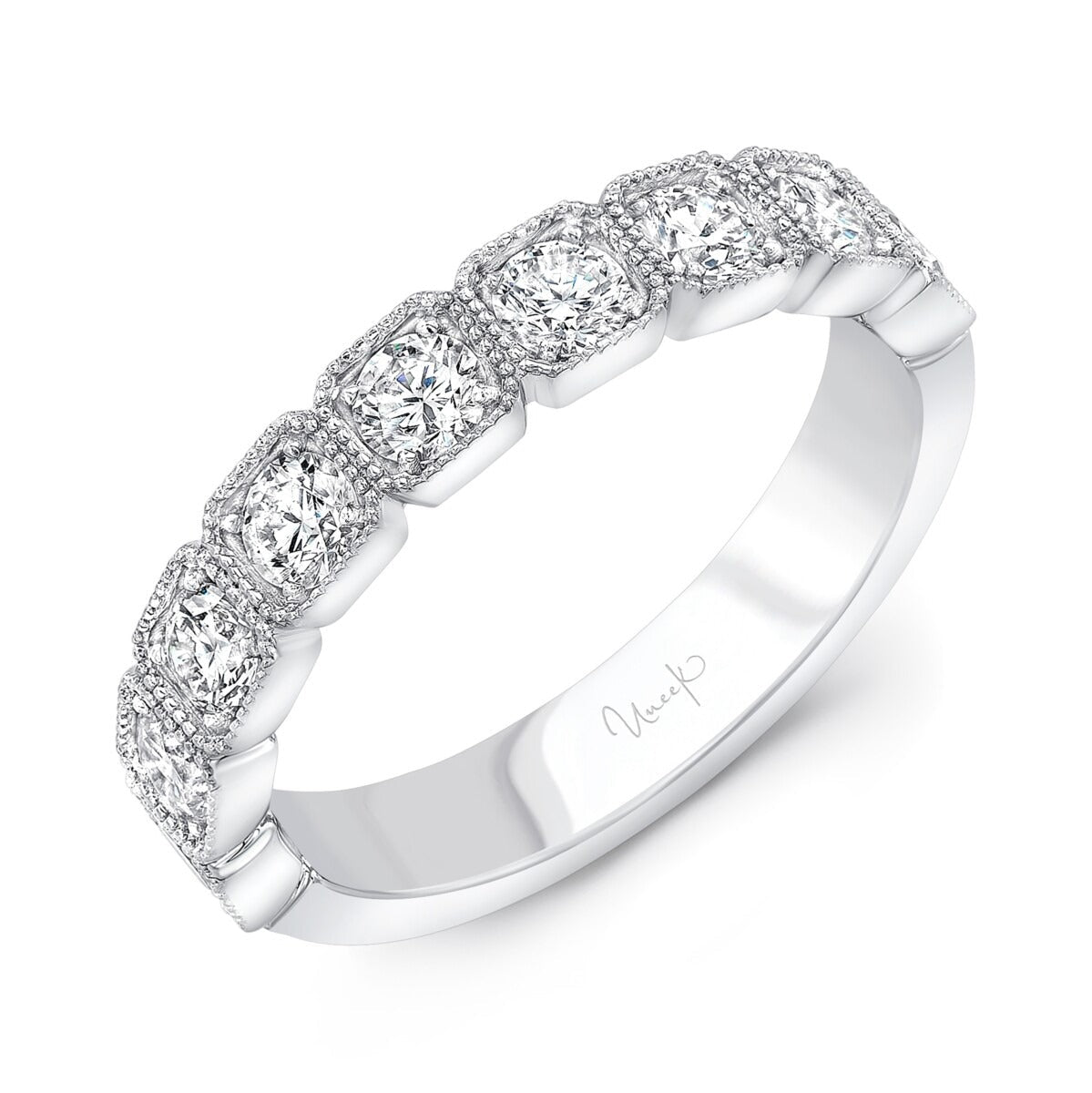 Vardy's Collection Round Diamond Prong Set Wedding Band in 14K White Gold (0.96ctw)