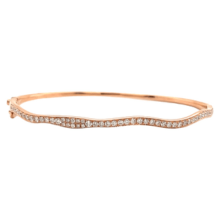 Vardy's Collection Round Diamond Swirl Bangle Bracelet in 14K Rose Gold (0.96ctw)