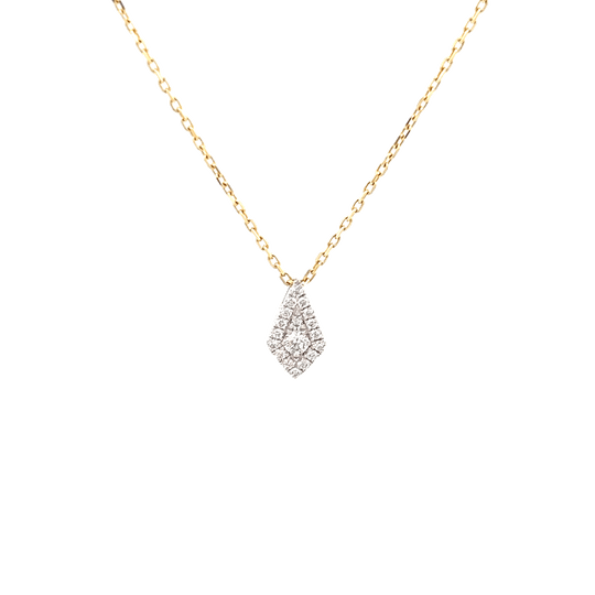 Vardy's Collection Round Diamond Two Tone Drop Pendant Necklace in 14K Yellow and White Gold (0.14ct)