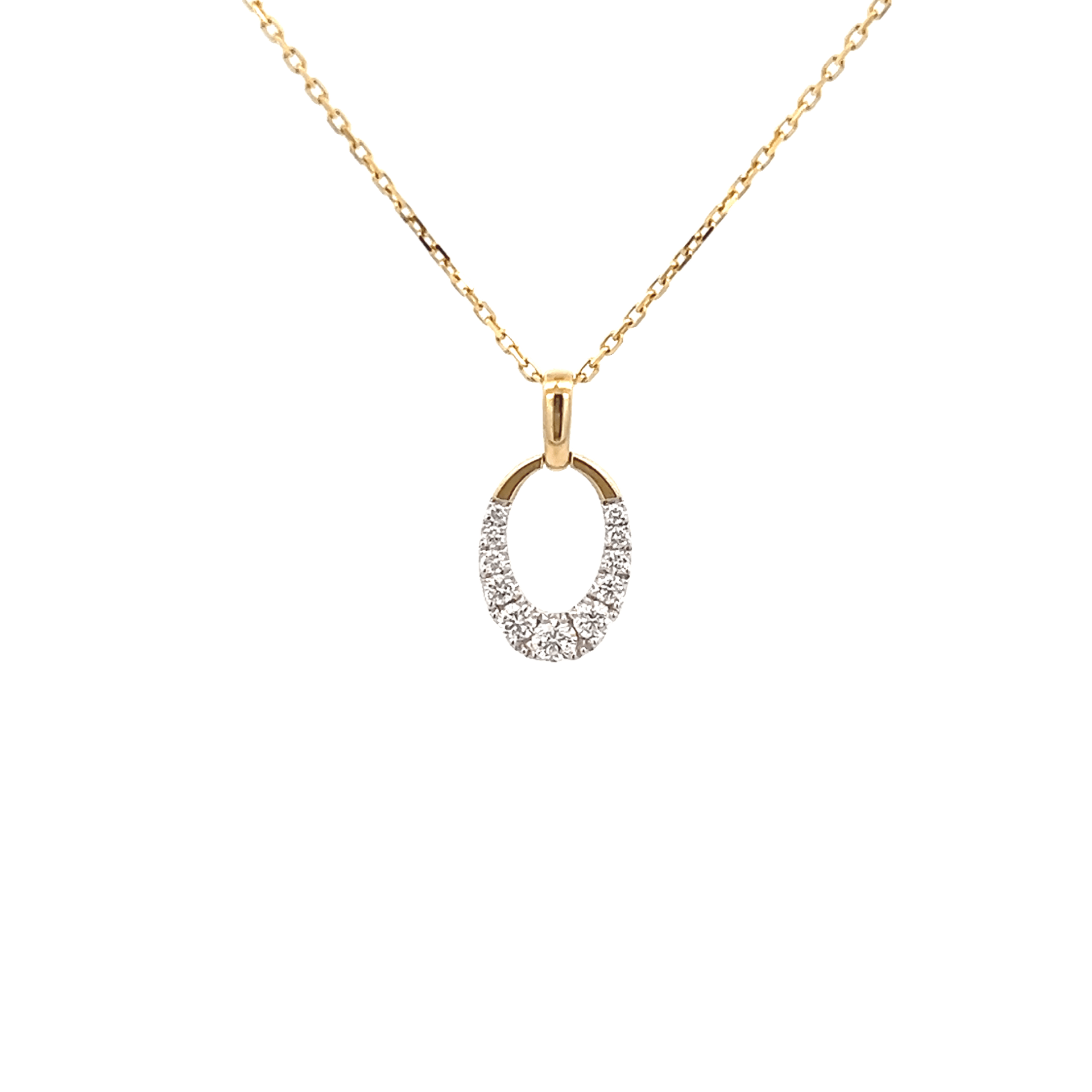 Vardy's Collection Round Diamond Two Tone Drop Pendant Necklace in 14K Yellow Gold (0.21ct)
